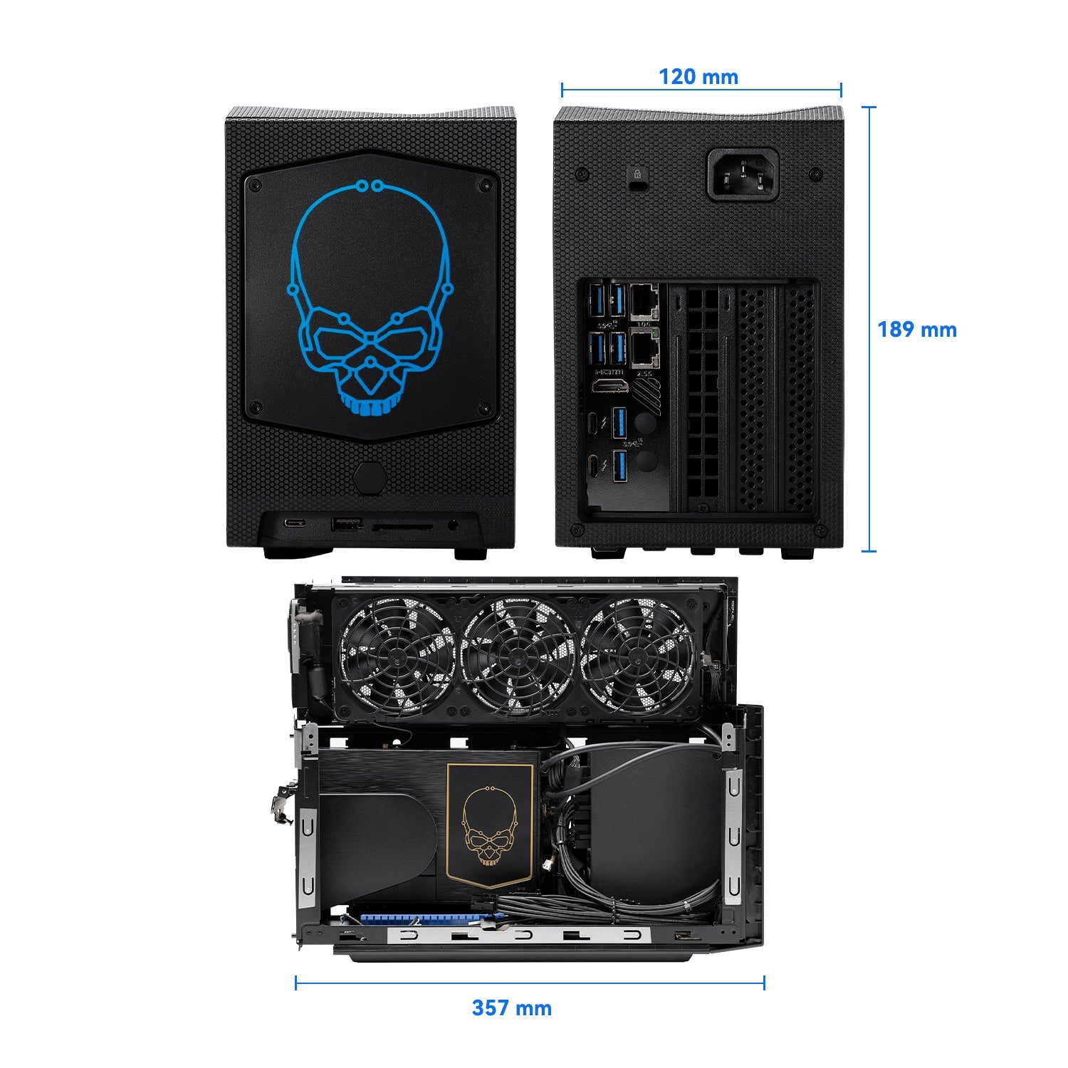 Length, width, and height dimensions of Intel NUC 12 Extreme.