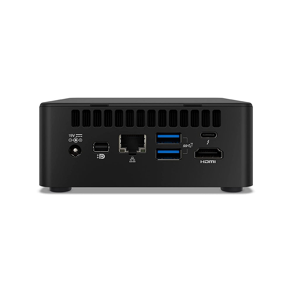 Intel NUC 11 Performance kit with extensive external interfaces rear.